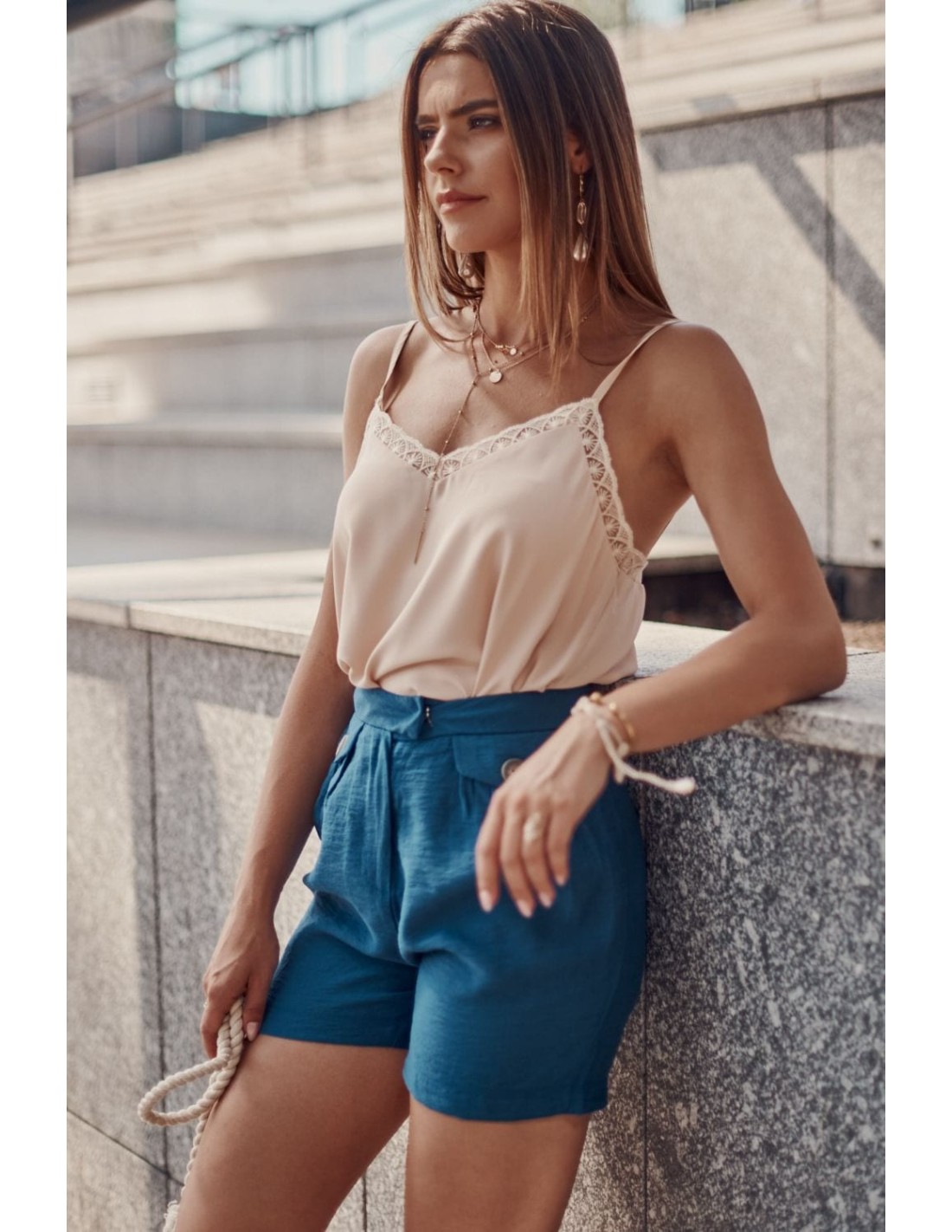 Pantaloni scurți casual dama indigo MP47370 - Magazin online - Boutique